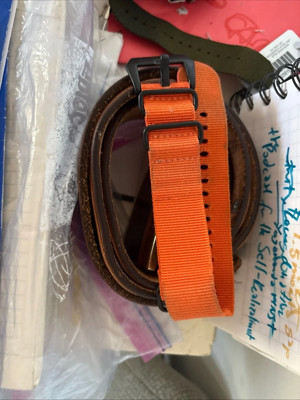 Men's Orange Canvas wrist watch band by Diesel